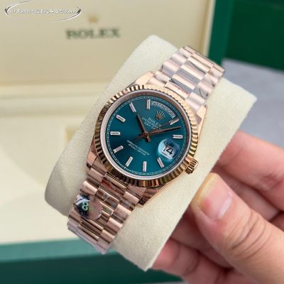 Rolex Daydate 36mm 2834/3255 Movement Green/Pink Face Rose Gold Case Watch